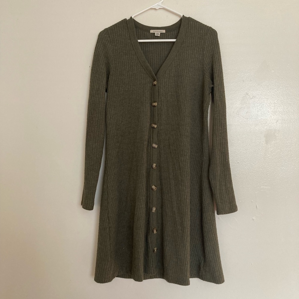 American Eagle Green Sweater Dress Size M Tall